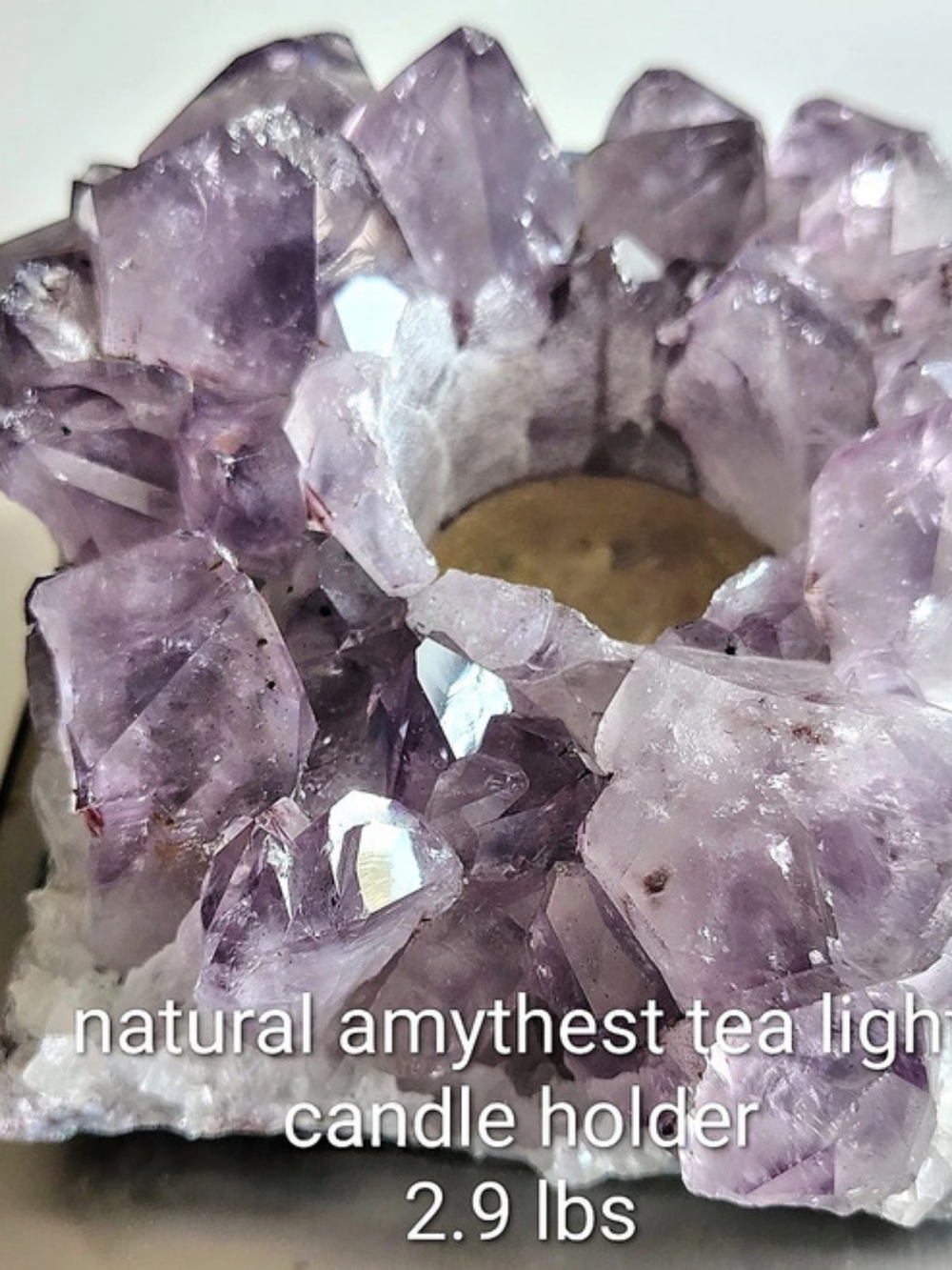 Natural Amethyst Tea Light Candle Holder 2.9 Lbs